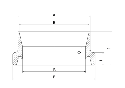 Króciec złącza gwintowany DN 50 60.3 x 2 mm C=35 - FD+, 304, DIN 11851, długi, Rd78x1/6 - Air-Com
