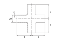 Krzyż długi WWWW 3" 76.2 x 1.65 mm, 316L, ASME BPE, DT-4.1.2-1 (DT-9C), 3", SF4, Ra max. 0,38 um - Air-Com