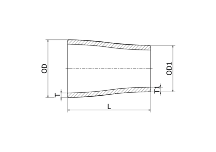 Redukcja symetryczna 84x 54x2 mm, 1.4404, 54, spawana - Air-Com