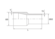 Redukcja symetryczna WW 4" x 2" 101.6 x 50.8 x 2.11 x 1.65 mm, 316L, ASME BPE, DT-4.1.3-1 (DT-11C(b)), 50,8, SF4, Ra max. 0,38 um - Air-Com