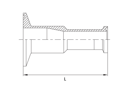 Redukcja symetryczna CC 2" x 1" 50.8 x 25.4 x 1.65 x 1.65 mm, 316L, ASME BPE, DT-4.1.3-3, 25,4, SF1, Ra max. 0,51 um - Air-Com