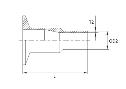Redukcja symetryczna CW 2" x 1" 50.8 x 25.4 x 1.65 x 1.65 mm, 316L, ASME BPE, DT-4.1.3-2, 25,4, SF4, Ra max. 0,38 um - Air-Com