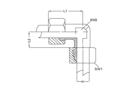 Śrubunek kolankowy 20 mm, 1.4571, DIN2353 S - Air-Com