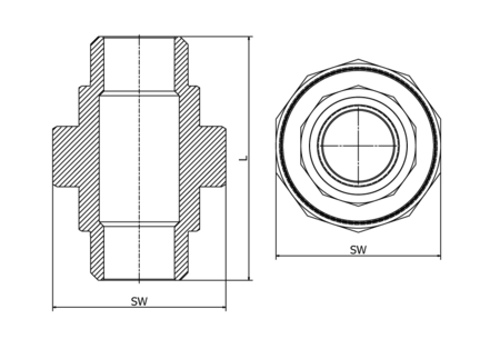 Śrubunek króćce stożkowe GZ/GZ, 4408, ISO 7-1R, BSP - Air-Com