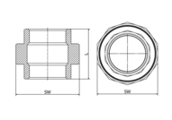 Śrubunek z uszczelką 1 1/2" PTFE GW/GW, 4408, ISO 228-1G, BSP - Air-Com