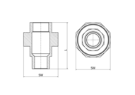 Śrubunek z uszczelką 1/2" PTFE GZ/GW, 4308, ISO 7-1R / ISO 228-1G, BSP - Air-Com