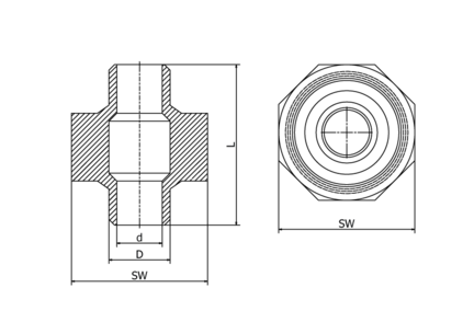 Śrubunek z końcówkami do wspawania z uszczelką 3/4" PT, 4308, ANSI B16.25, BSP - Air-Com