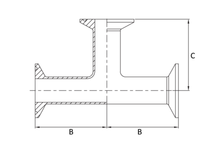 Trójnik równoramienny CCC 2" 50.8 x 1.65 mm, 316L, ASME BPE, DT-4.1.2-4 (DT-18), 2", SF1, Ra max. 0,51 um - Air-Com