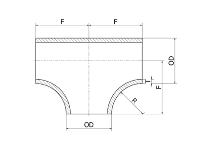 Trójnik równoramienny 84 x 2 mm L=80, 4432/316L, EN 10253 Fig. 4, spawana - Air-Com
