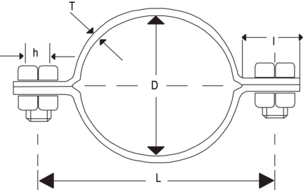 Uchwyt DN 80 82 - 84 mm 40 x 3y Za komplet OT74 z śrubami i nakrętkami, 4404/316L, Typ siodełkowy, DN 80, Reinforcement rib - Air-Com