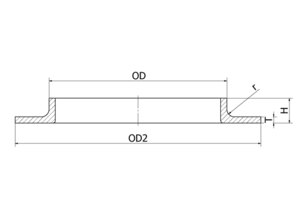 Wywijka 54 x 2 mm, 1.4404, EN1092-1 type 33, PN10, tłoczony - Air-Com