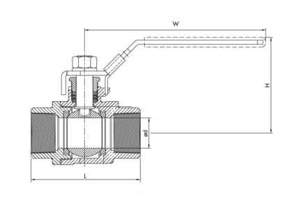 Zawór kulowy 3/4" / DN 20 2-częściowy, przelot pełny, 316, PN63, DN 20, GW/GW BSP - Air-Com