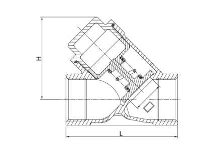 Zawór zwrotny 1/2" / DN 15 kątowy, przelot zredukowany, 316, PN50, DN 15, GW/GW BSP - Air-Com