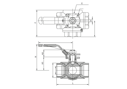 Zawór kulowy 3/8" / DN 10 trójdrożny, przelot zredukowany, prz, 316, PN63, DN 10, GW/GW/GW BSP - Air-Com