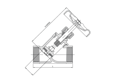 Zawór zaporowy 1 1/2" / DN 40 kątowy, przelot pełny, 316, PN40, DN 40, GW/GW BSP - Air-Com