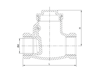 Zawór zwrotny 1 1/2" / DN 40, przelot zredukowany, 316, PN16, DN 40, GW/GW BSP - Air-Com