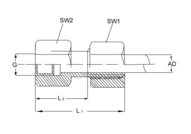 Złączka prosta nakrętna 20 mm - 3/4", 1.4571, DIN2353 S, 3/4, gwint rurowy walcowy - Air-Com