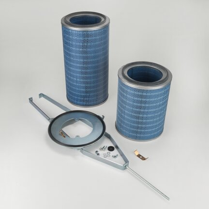 Wkład quick fix 3-zaczepowy, Ultra-Web fr, śr. zewn. 325 mm × dł. 1200 mm, zestaw uziemiony z jarzmem komory brudnego i czystego powietrza - Donaldson