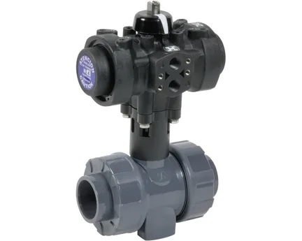 Zawór kulowy z uszczelnieniem FPM i napędem pneumatycznym PRISMA, PVC-U (5101AC010012120), seria C200 PVC - Sectoriel