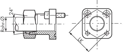 Złącze kołnierzowe prosta, kołnierz do pompy LK 40-M8, G 1/2"