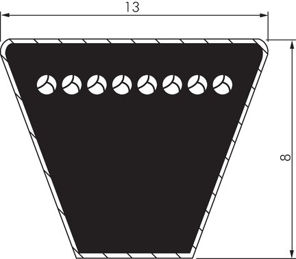 Pas klinowy DIN 2215, A 13x8, Li=1060 mm, A41.75