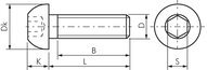 Śruba z łbem kulistym ISO7380-1, M6x16, stal błyszcząca