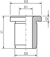 Bundbohrbuchse 9x12mm - DIN 172, einseitig abgerundet (Form A)