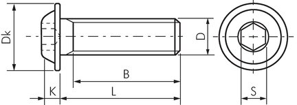 Śruba z łbem kulistym z kołnierzem ISO7380-2, M3x8, stal błyszcząca 10.9