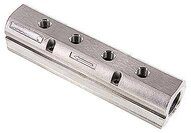 Kolektor gwintowany 2x G 3/4" - 4x G 1/4", stal nierdzewna 1.4401