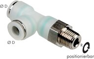 Złączka wtykowa kątowa podwójna L z gwintem zewnętrznym LE R 1/8"-4, PVDF