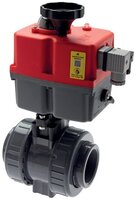 Zawór kulowy z PVC-U z napędem elektrycznym, PN16, Rp 3" (GW), FKM , Batery Safe Return (KH30PVCFKELI-BSR) - Koly Deutchland