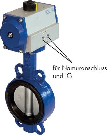 Przepustnica motylkowa z napędem pneumatycznym DN32-PN16 (DIN)/DN40-PN16 (DIN) stal nierdzewna, EPDM (KLZ32-40/16CBAP) - Koly Deutschland