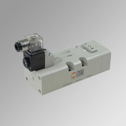 Zawór ISO 3 5599/1 sterowany elektrycznie, funkcja 5/2 monostabilny, z zewnętrzym zasilaniem pilotów - Metal Work