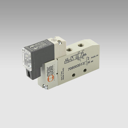 Zawór MiniMach 5/2 sterowany elektrycznie, monostabilny ze sprężyną powrotną napięcie 24VDC - Metal Work