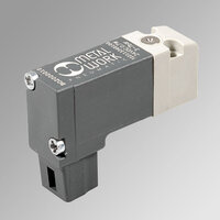 Elektrozawór 3/2 NC śr. 0.6 0.7W 24VDC plug-in - z przyłączami i stykami po tej samej stronie - z przesterowaniem ręcznym seria PLT-10 - Metal Work