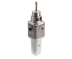 Filtr/regulator ze stali nierdzewnej serii B38, 1/2 PTF, 0,3-9 bar, spust ręczny, wkład filtrujący 25 um, bez manometru (B38-444-M2LA) - Norgren