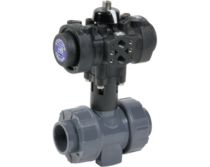 Zawory kulowe PVC/FPM z siłownikiem pneumatycznym Prisma, seria C200 PVC - Sectoriel
