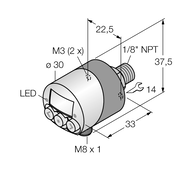 Czujnik ciśnienia PK01V-N14AL-2UP8X-V1141 - Turck