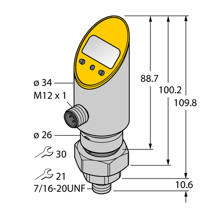 Czujnik ciśnienia (obracalny) PS010A-505-2UPN8X-H1141 - Turck