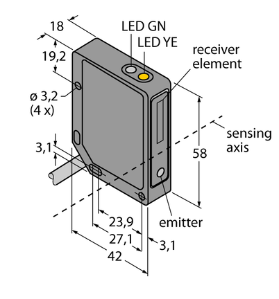 Czujnik fotoelektryczny QMT42VP6FF2000 - Turck