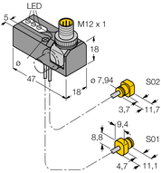 Czujnik indukcyjny NI2-K08Q-0.095/0.11-BDS-2AP6X3-H1141/S34 - Turck