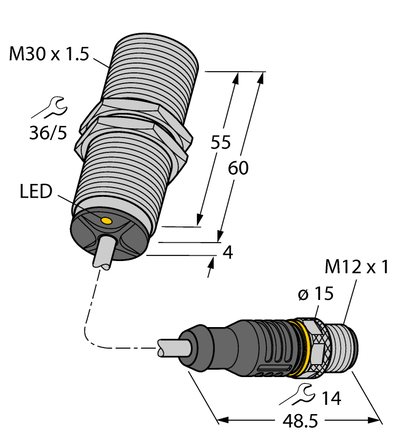 Czujnik indukcyjny BI12-M30-AD6X-0.3-RS4.23 - Turck