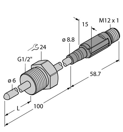 Czujnik temperatury TTM150C-206A-G1/2-LI6-H1140-L050-50/150C - Turck