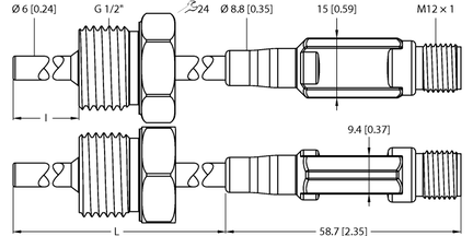 Czujnik temperatury TTM150C-206A-G1/2-LI6-H1140-L250-50/150C - Turck