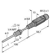 Czujnik temperatury TTM-203A-N1/4-LI6-H1140-L100/I30-50/150C - Turck