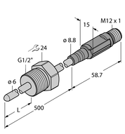 Czujnik temperatury TTM150C-206A-G1/2-LI6-H1140-L460-50/150C - Turck