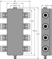 Koncentrator IP67, 6-kanałowy JBBS-49SC-T614/3G - Turck
