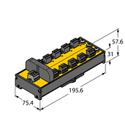 Koncentrator IP20 z zabezpieczeniem przeciwzwarciowym, 10-kanałowy JRBS-40DC-10RV - Turck