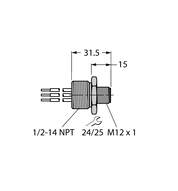 Przyłącze kołnierzowe Profibus-PA FSV 48-0.3M/14.5/C1117 - Turck