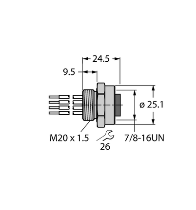 Przyłącze kołnierzowe Profibus-PA RKFV 48-0.3M/M20/C1117 - Turck